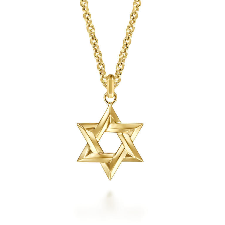 14K Yellow Gold Star of David Pendant - Shot 3