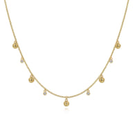 14K Yellow Gold Station Droplet Necklace