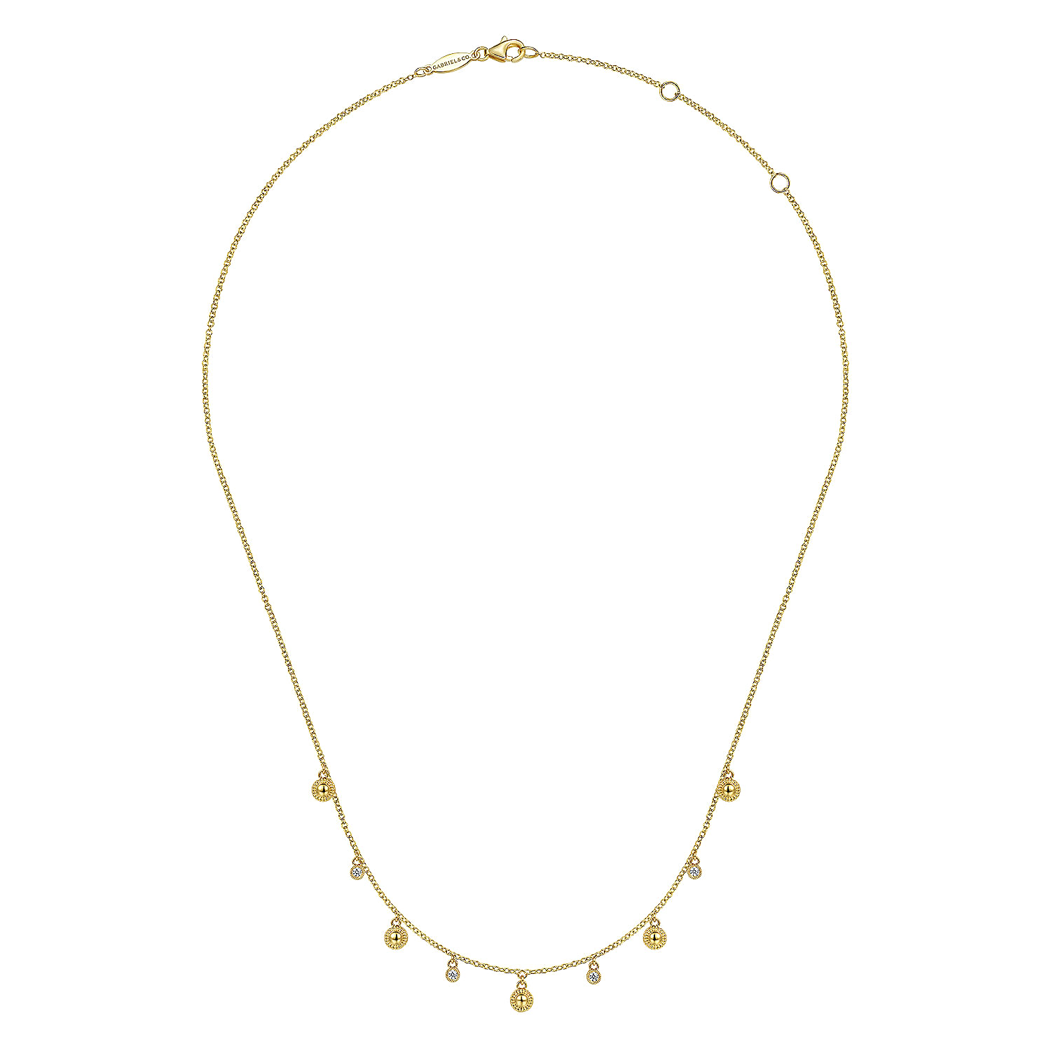 14K Yellow Gold Station Droplet Necklace