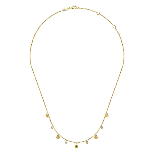 14K Yellow Gold Station Droplet Necklace - 0.1 ct - Shot 2