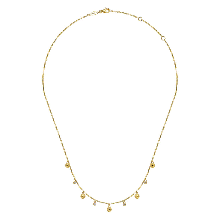 14K Yellow Gold Station Droplet Necklace - 0.1 ct - Shot 2