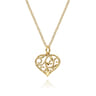 14K Yellow Gold Swirling Heart Pendant Necklace