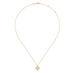 14K Yellow Gold Swirling Heart Pendant Necklace