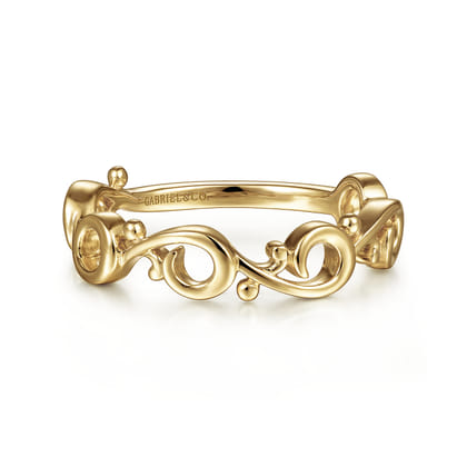 14K Yellow Gold Swirling Stackable Ring