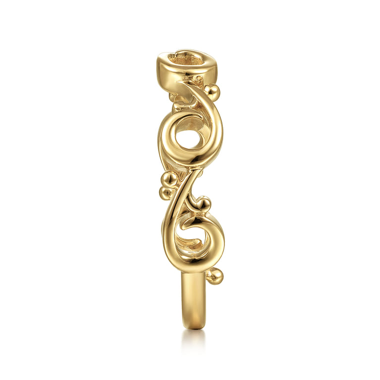 14K Yellow Gold Swirling Stackable Ring - Shot 4