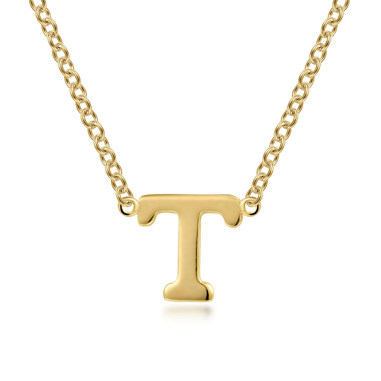 14K Yellow Gold T Initial Necklace - Shot 1