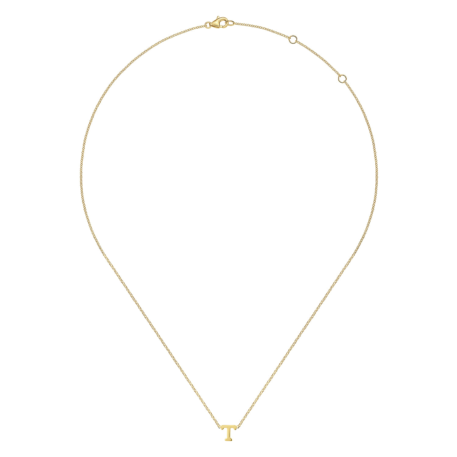 14K Yellow Gold T Initial Necklace - Shot 2