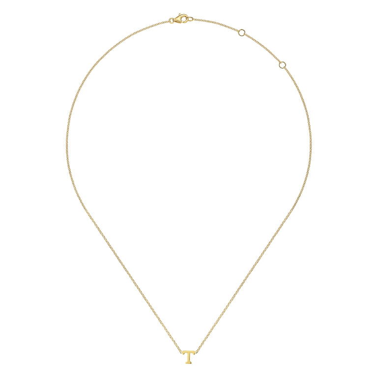 14K Yellow Gold T Initial Necklace - Shot 2