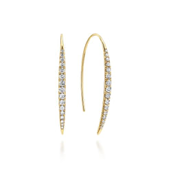 14K Yellow Gold Tapered Diamond Fish Wire Drop Earrings