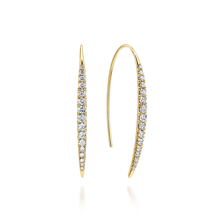 14K Yellow Gold Tapered Diamond Fish Wire Drop Earrings - 0.6 ct - Shot 1