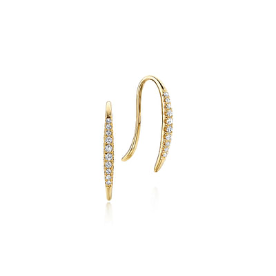 14K Yellow Gold Tapered Diamond Fish Wire Earrings