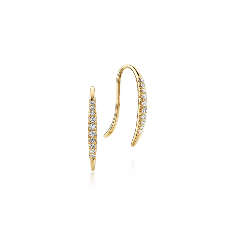 14K Yellow Gold Tapered Diamond Fish Wire Earrings - 0.1 ct - Shot 1