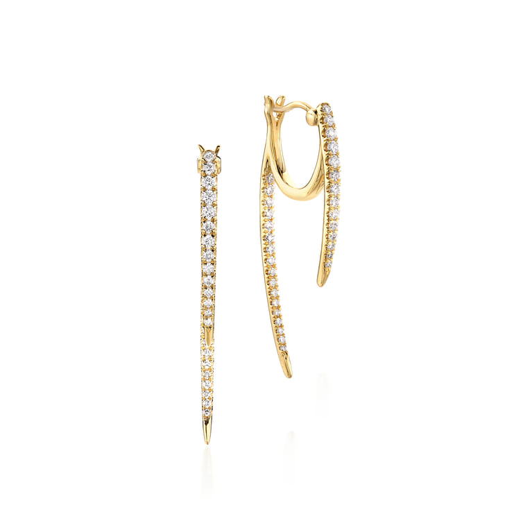 14K Yellow Gold Tapered Diamond Threader Drop Earrings - 0.5 ct - Shot 1