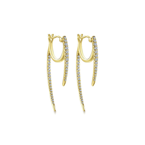 14K Yellow Gold Tapered Diamond Threader Drop Earrings - 0.5 ct - Shot 3