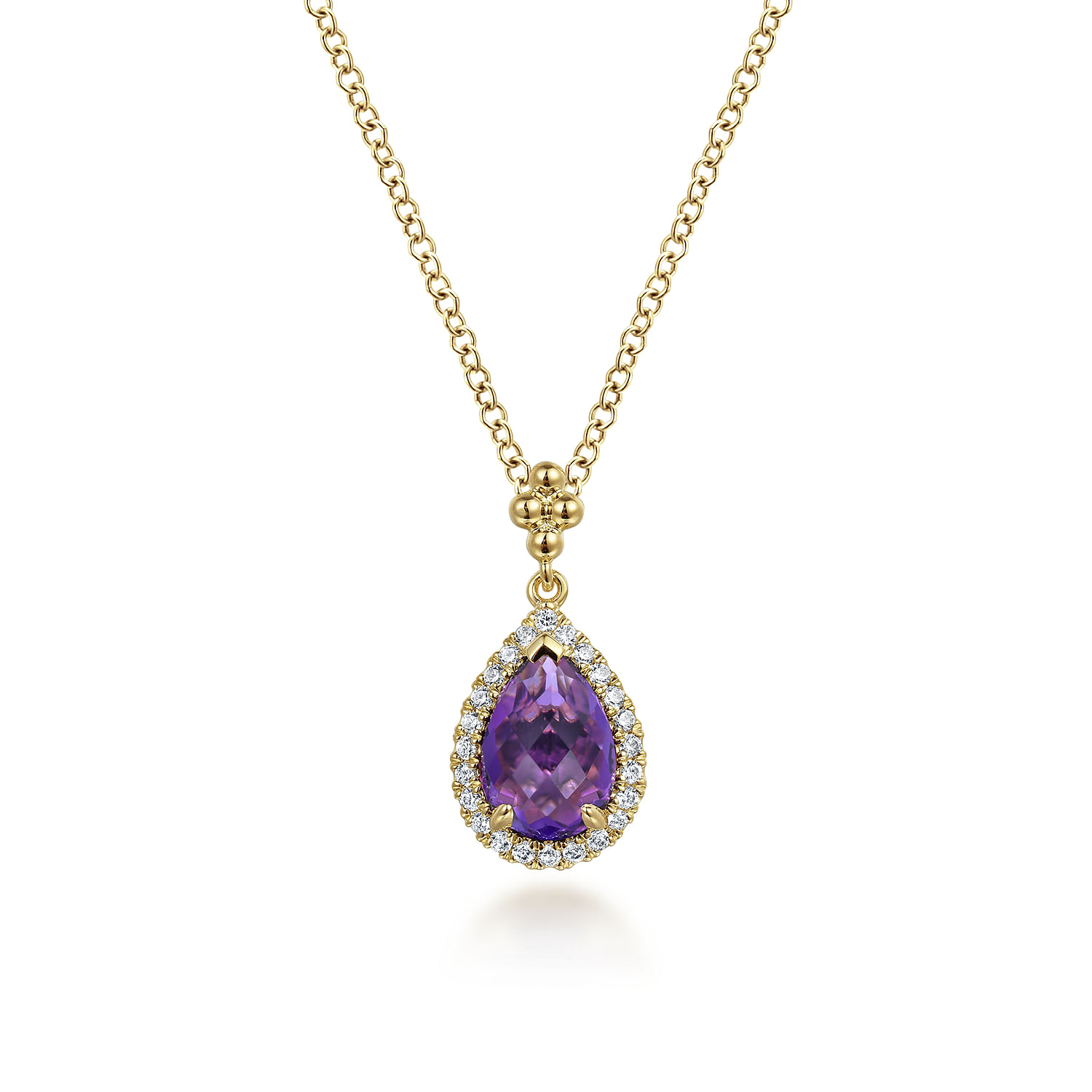 14k sale yellow gold pendant with purple pear