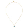 14K Yellow Gold Teardrop Blue Topaz Pendant Necklace