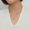 14K Yellow Gold Teardrop Blue Topaz Pendant Necklace
