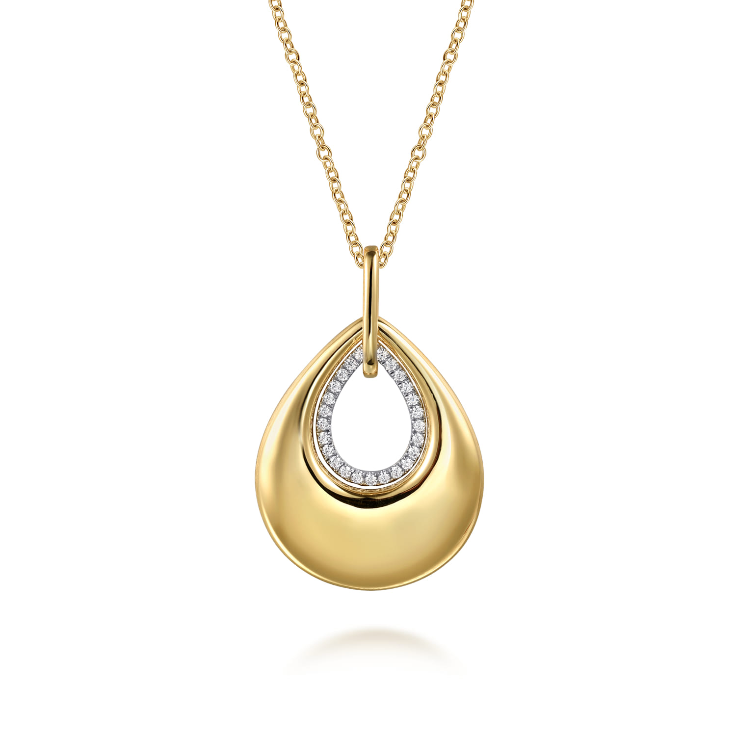 14K Yellow Gold Teardrop Diamond Necklace - 0.2 ct - Shot 1