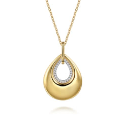 14K Yellow Gold Teardrop Diamond Necklace