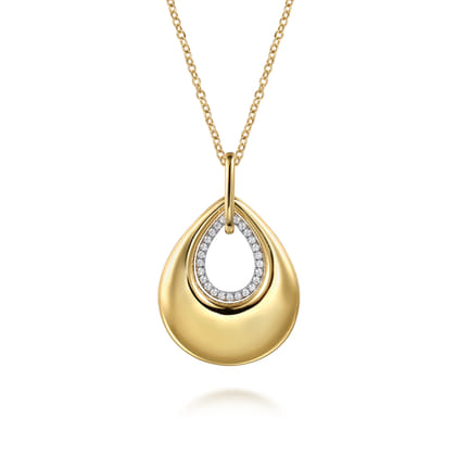 14K Yellow Gold Teardrop Diamond Necklace