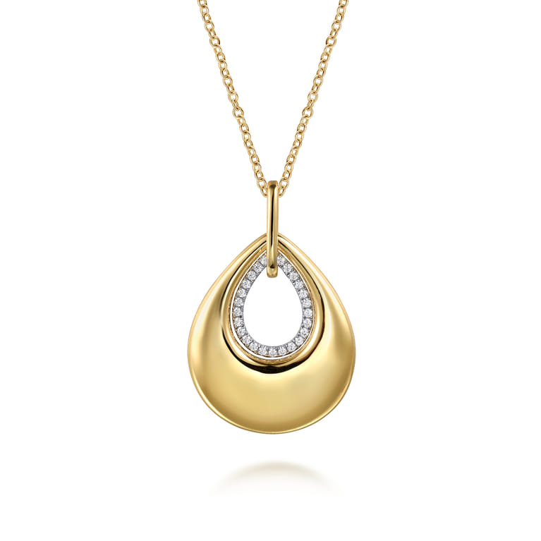 14K Yellow Gold Teardrop Diamond Necklace - 0.2 ct - Shot 1