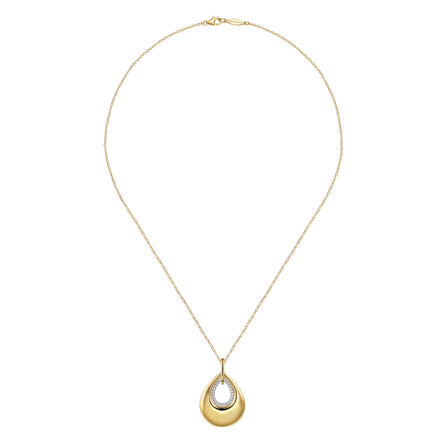 14K Yellow Gold Teardrop Diamond Necklace - 0.2 ct - Shot 2