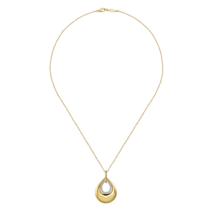 14K Yellow Gold Teardrop Diamond Necklace