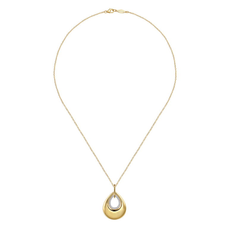 14K Yellow Gold Teardrop Diamond Necklace - 0.2 ct - Shot 2