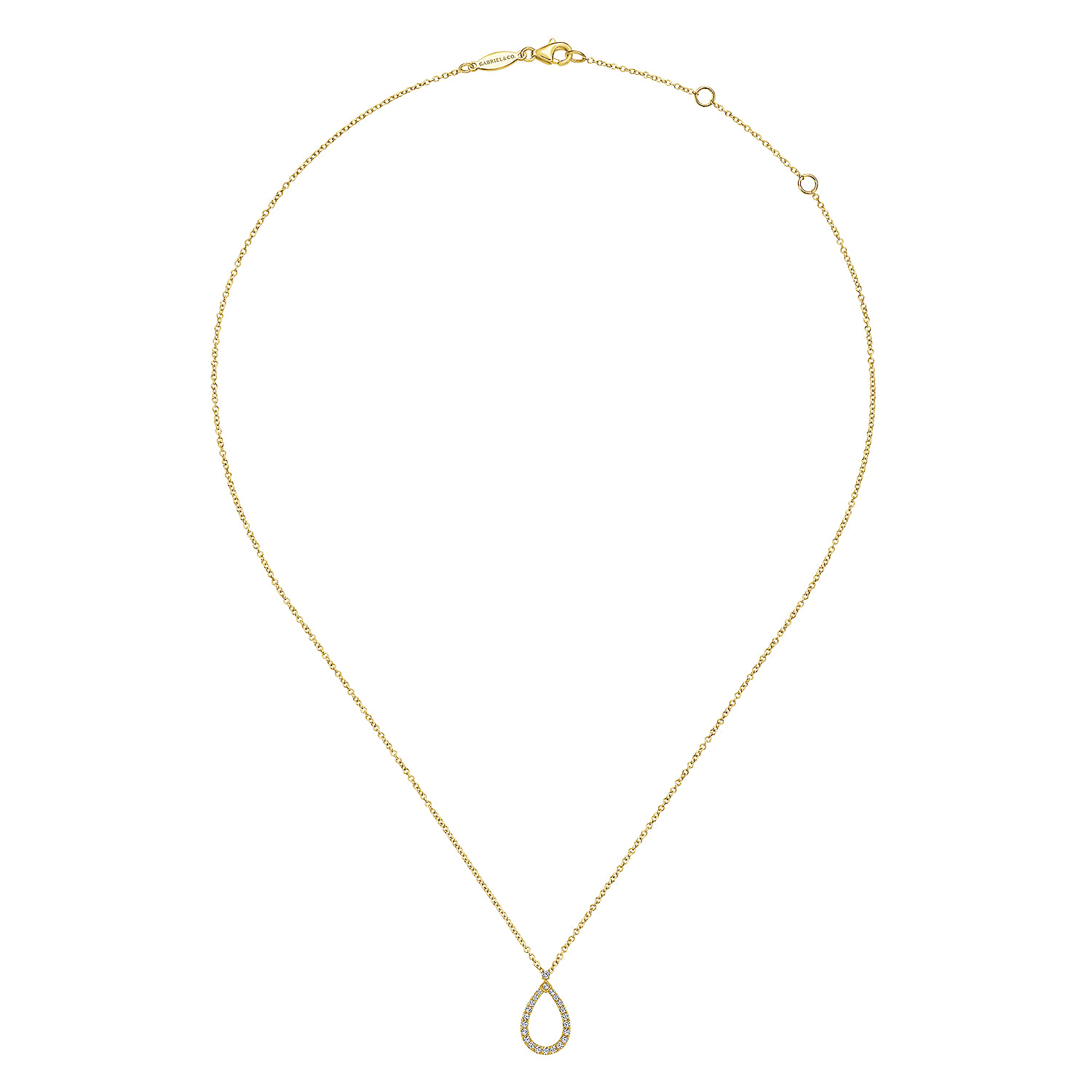 14K Yellow Gold Teardrop Diamond Pendant Necklace - 0.16 ct - Shot 2