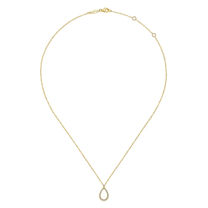 14K Yellow Gold Teardrop Diamond Pendant Necklace
