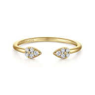14K Yellow Gold Teardrop Pave Diamond Split Ring