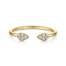 14K Yellow Gold Teardrop Pave Diamond Split Ring - 0.1 ct