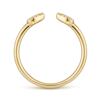 14K Yellow Gold Teardrop Pave Diamond Split Ring