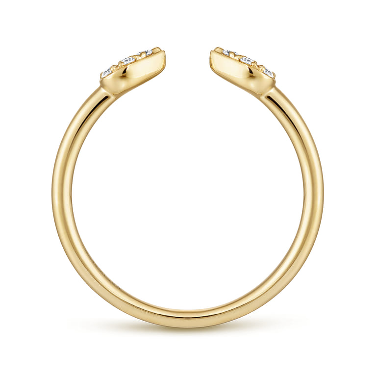 14K Yellow Gold Teardrop Pave Diamond Split Ring - 0.1 ct - Shot 2