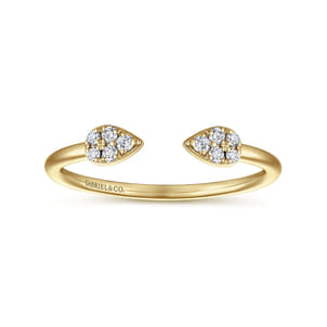 14K Yellow Gold Teardrop Pave Diamond Split Ring