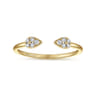 14K Yellow Gold Teardrop Pave Diamond Split Ring - 0.1 ct
