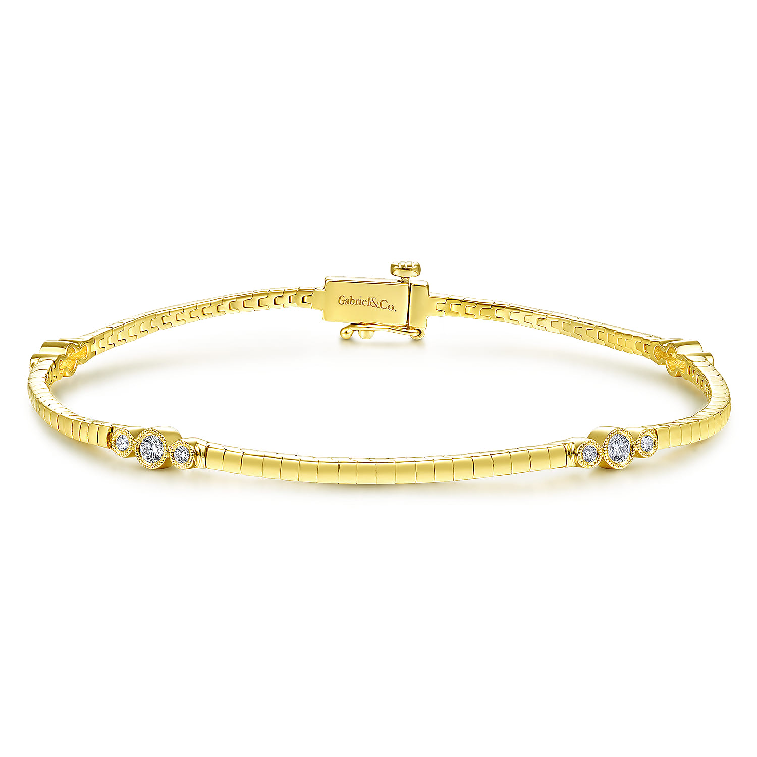 14K Yellow Gold Tennis Bracelet with Bezel Set Diamond Stations - 0.4 ct - Shot 1