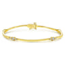 14K Yellow Gold Tennis Bracelet with Bezel Set Diamond Stations - 0.4 ct