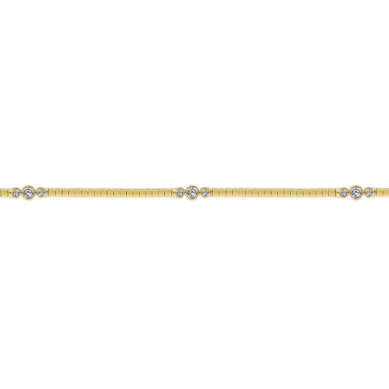 14K Yellow Gold Tennis Bracelet with Bezel Set Diamond Stations - 0.4 ct - Shot 2