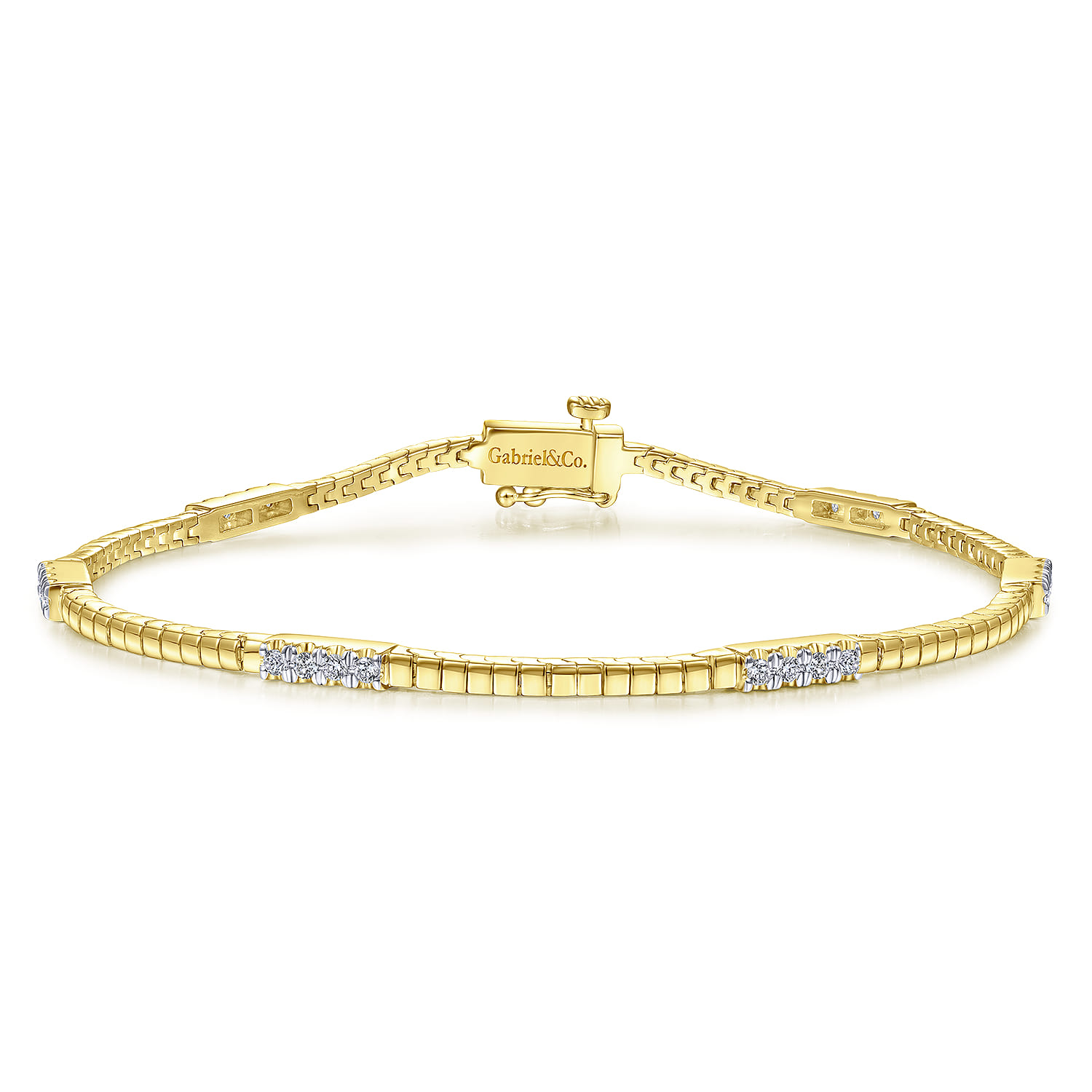 14K Yellow Gold Tennis Bracelet with Diamond Stations - 0.4 ct - Shot 1