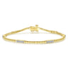 14K Yellow Gold Tennis Bracelet with Diamond Stations - 0.4 ct