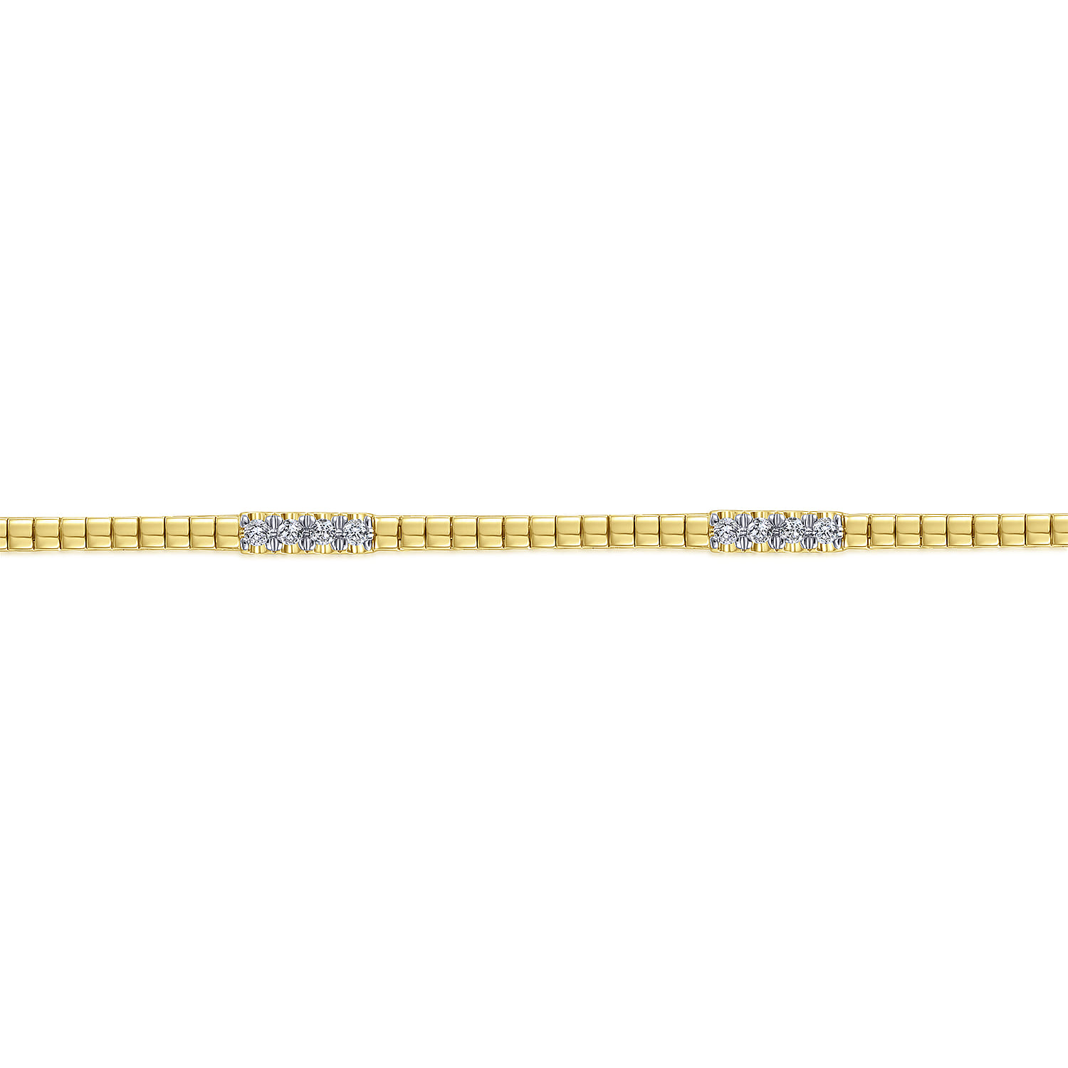 14K Yellow Gold Tennis Bracelet with Diamond Stations - 0.4 ct - Shot 2