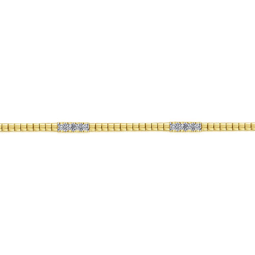14K Yellow Gold Tennis Bracelet with Diamond Stations - 0.4 ct - Shot 2