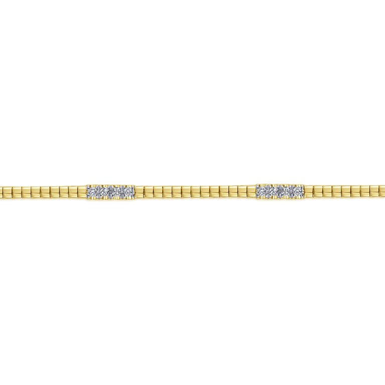 14K Yellow Gold Tennis Bracelet with Diamond Stations - 0.4 ct - Shot 2