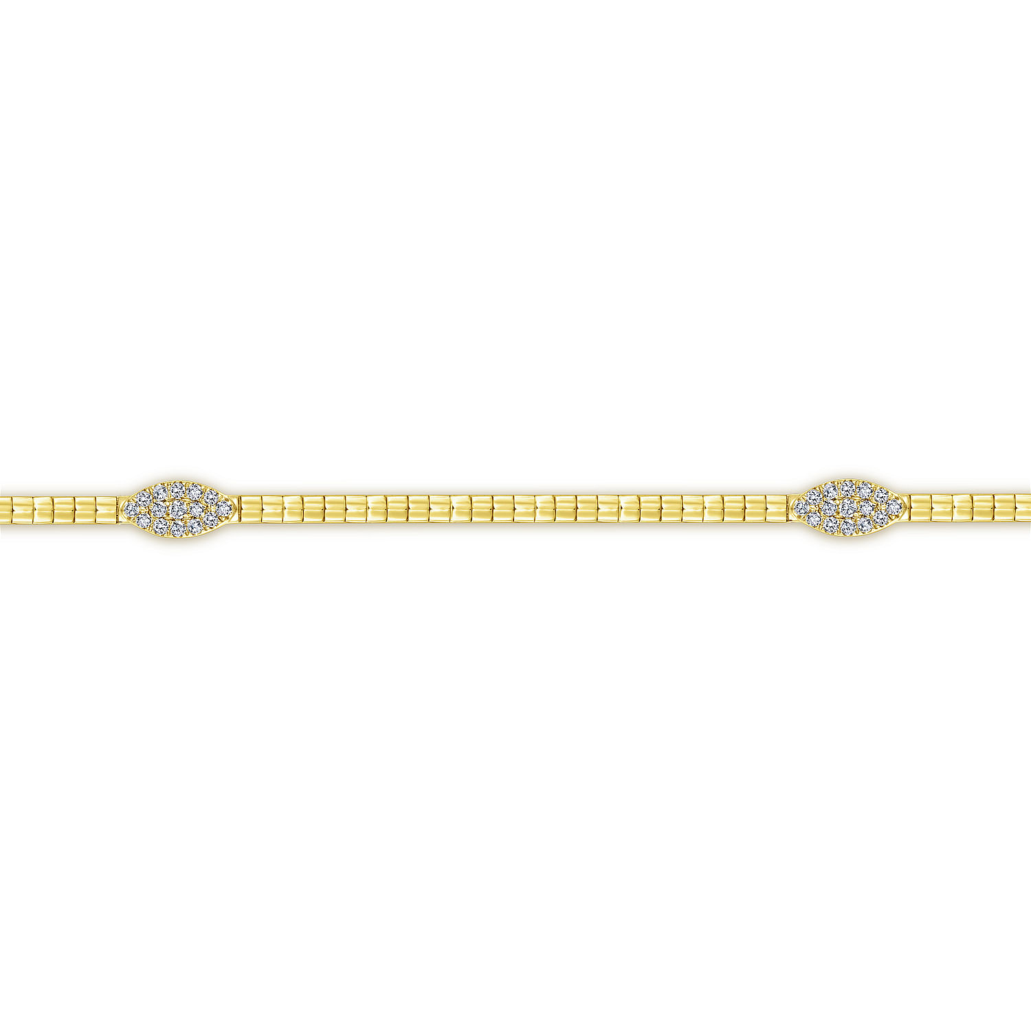 14K Yellow Gold Tennis Bracelet with Marquise Cluster Diamond Stations - 0.3 ct - Shot 2