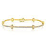 14K Yellow Gold Tennis Bracelet with Quatrefoil Diamond Stations - 1.5 ct