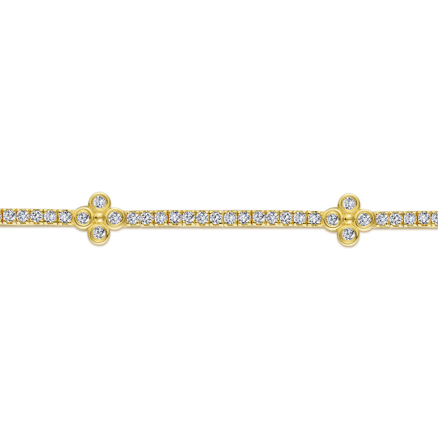 14K Yellow Gold Tennis Bracelet with Quatrefoil Diamond Stations - 1.5 ct - Shot 2