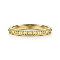 14K Yellow Gold Textured Bujukan Stackable Ring