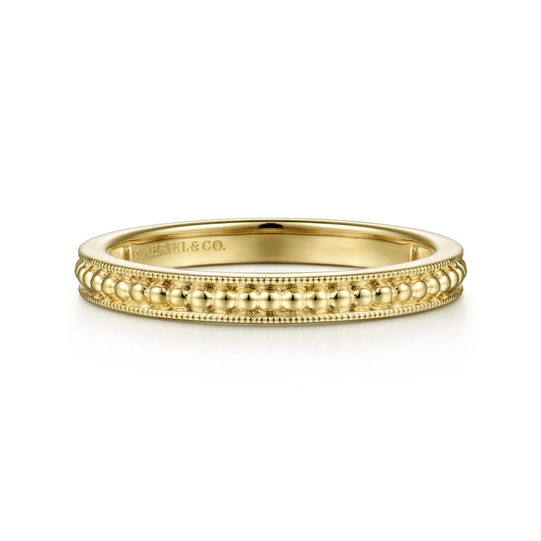 14K Yellow Gold Textured Bujukan Stackable Ring - Shot 1