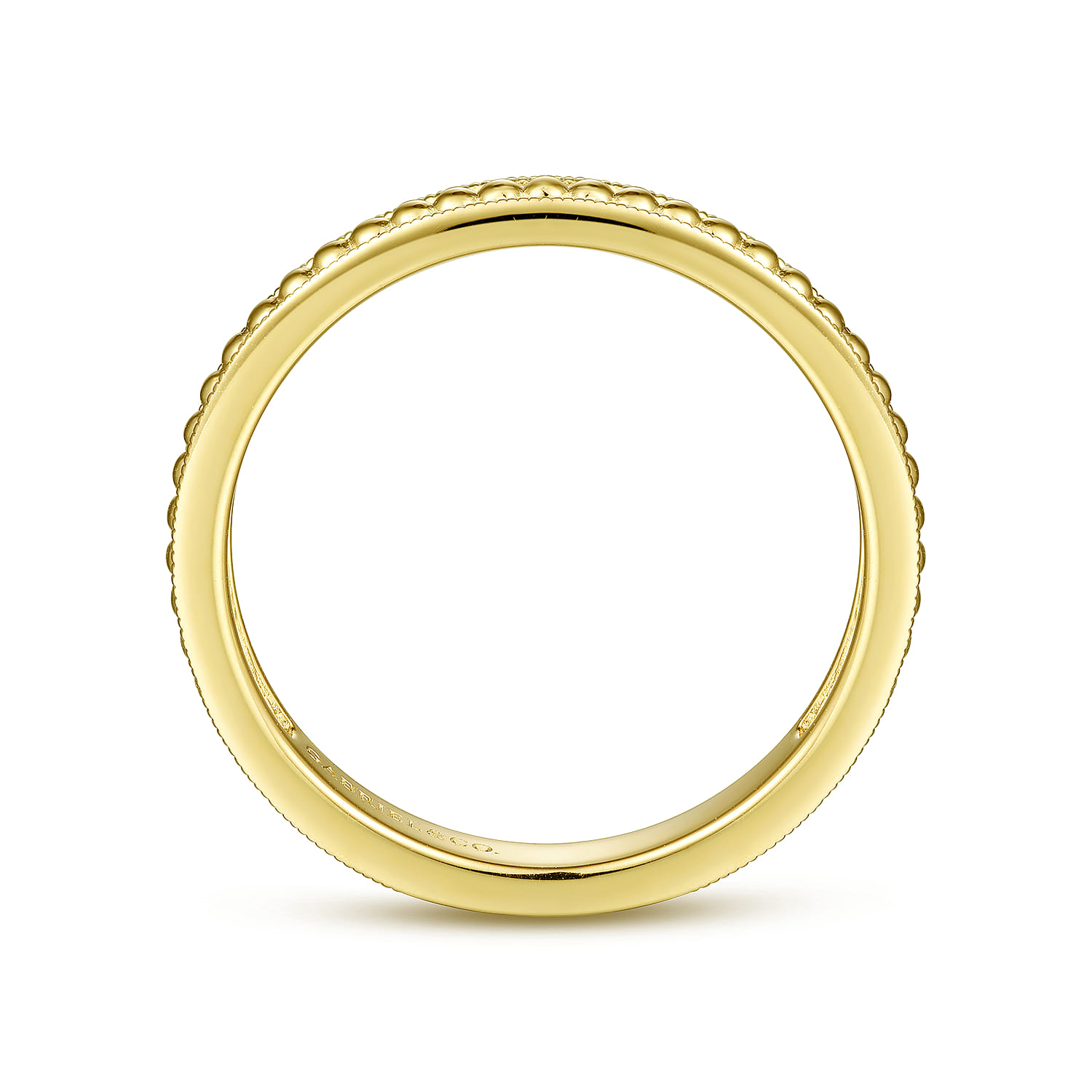 14K Yellow Gold Textured Bujukan Stackable Ring - Shot 2
